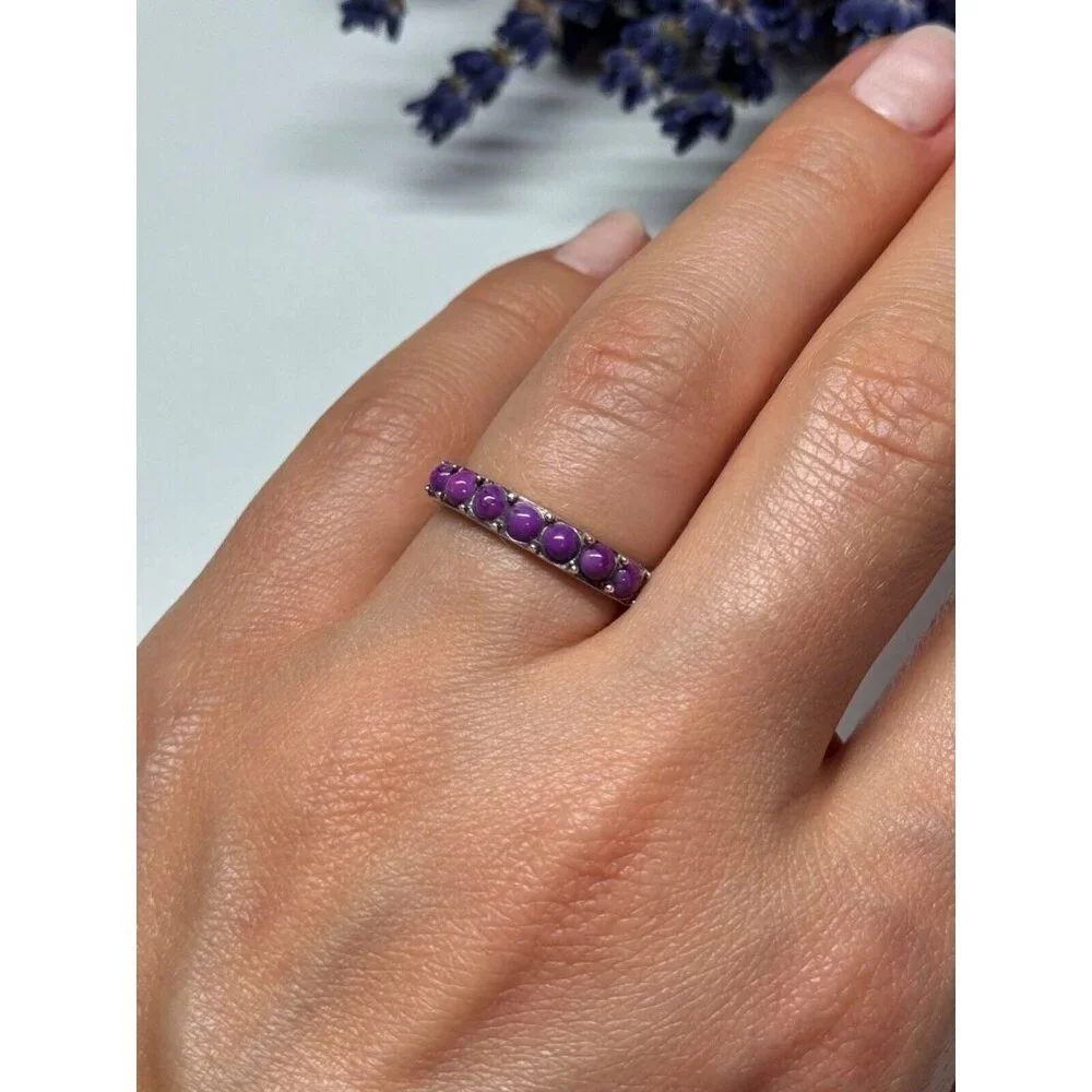 925 STERLING SILVER PURPLE AGATE RING SIZE 6